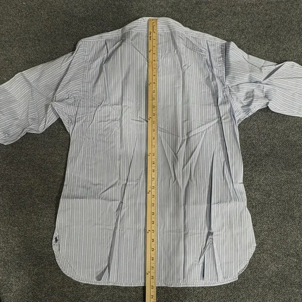 Polo Ralph Lauren Shirt Mens 17 43 Blue Stripe Douglas Classic Dress Button Down